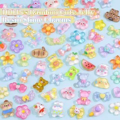 100Pcs Mixed Colors Slime Charms Assorted Cute Jelly Colors-100 PCS
