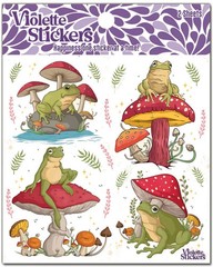 Violette Stickers 2 Sheets King Frog Frogs Red Mushrooms Fern Leaves