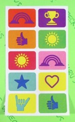 Rainbows Suns Heart Star Hand Signs Trophy Sticker Sheet
