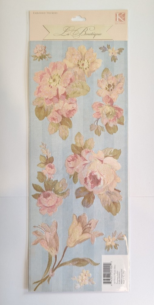 La Boutique Chateau Florals Glitter Embossed Scrapbooking Stickers By K&Company