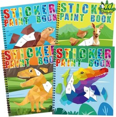 90shine 4PCS Sticker Books for Kids Ages 4-8 Includes Underwater Pet Dinosaur…