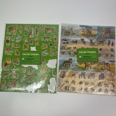 Pop Up Stickers Jungle Animals Safari Puffy Vintage Lion Tiger Gorilla See Note