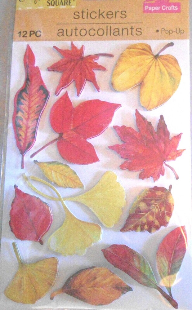 Fall Autumn Leaves Colored Maple Gingko Sycamore Crafter’s Square Stickers