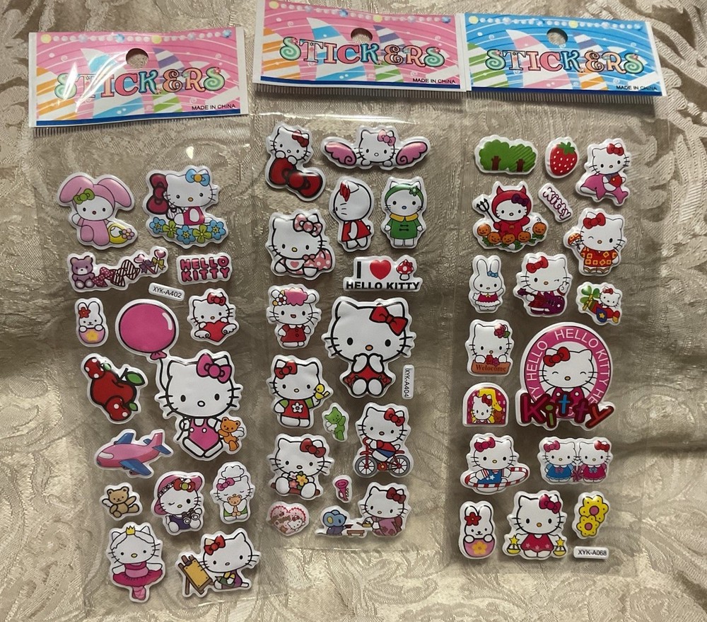 Retro Vintage Look Hello Kitty 3D Puffy Stickers 3 sets (#1)