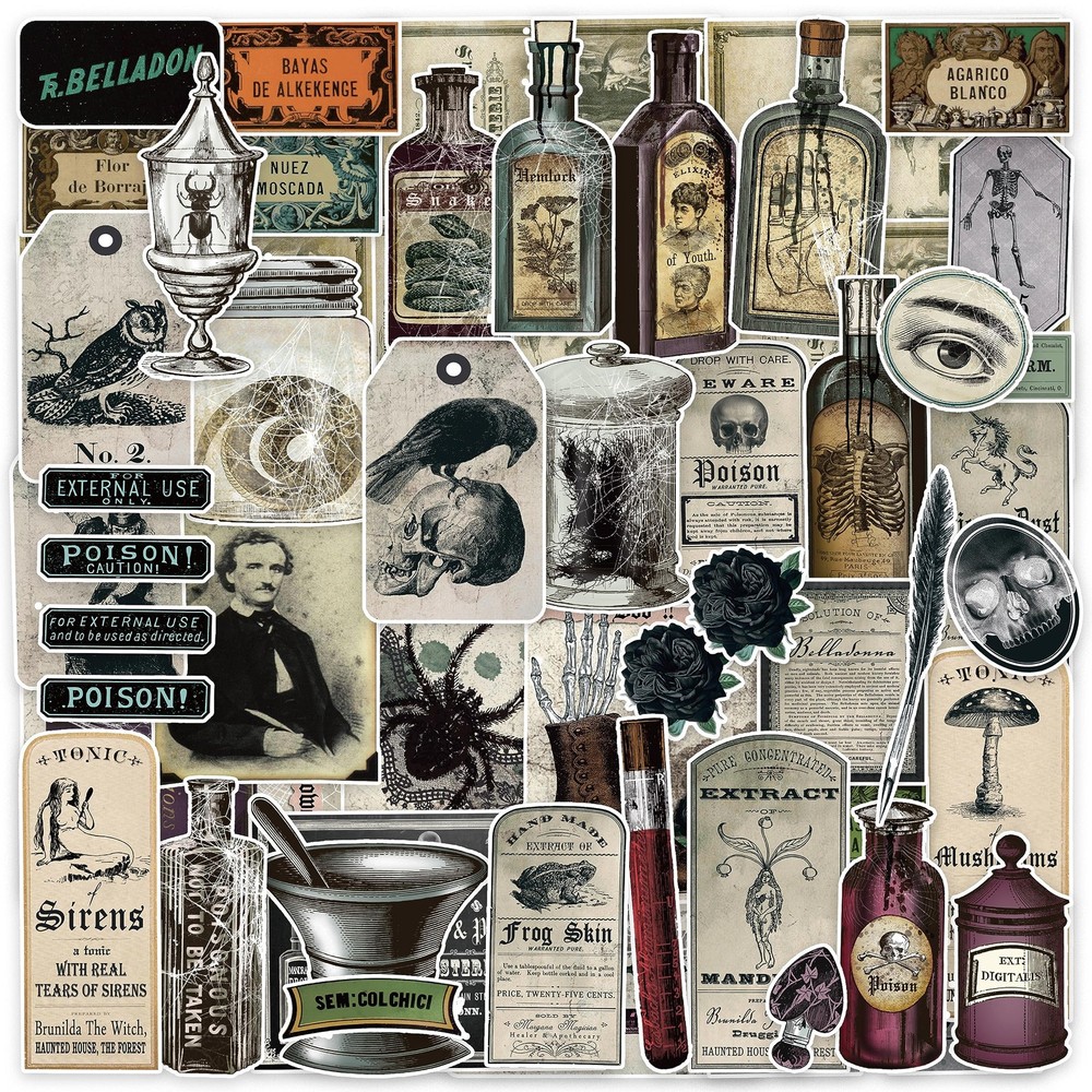 106 Pcs Potion Labels Stickers, Apothecary Sticker Dark Aesthetic Wine Bottle…