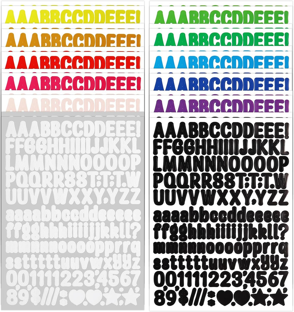 3504 PCS Multicolor Small Alphabet Number Stickers, 24 Sheets 0.5 Inch Self-Adhe