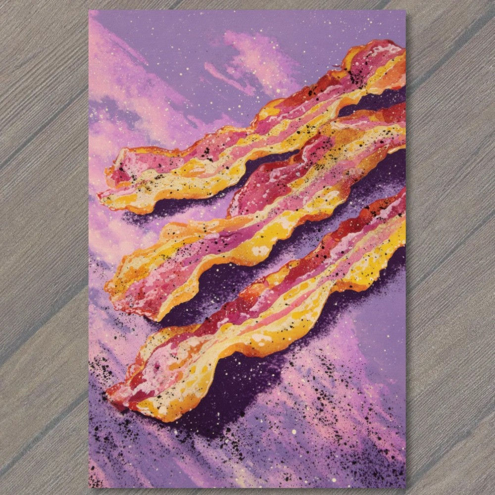 STICKER Cosmic Bacon Strips Galaxy Purple Sky Space Food Surreal Pop Dream