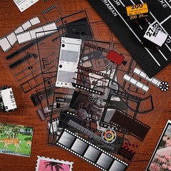 Black & White Vintage Filmstrip Scrapbook Stickers – Aesthetic