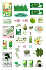 5Pcs Kawaii Glitter Stickers Cute Bear Stars Four-Leaf Clover Phone Decor Decals