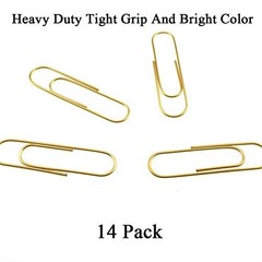 HAHIYO Paperclips 4 inch (100mm) Extra Large Paper Clips Gold 4 inch Giant
