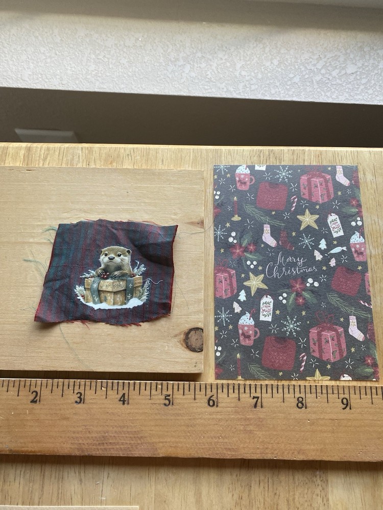 Whimsical otter , Handmade Ephemera, Scrapbook,Junk Journal,tag,embellishment
