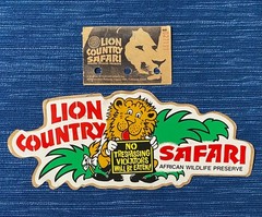 Vintage Lion Country Safari African Wildlife Sticker California w/ Ticket Stub