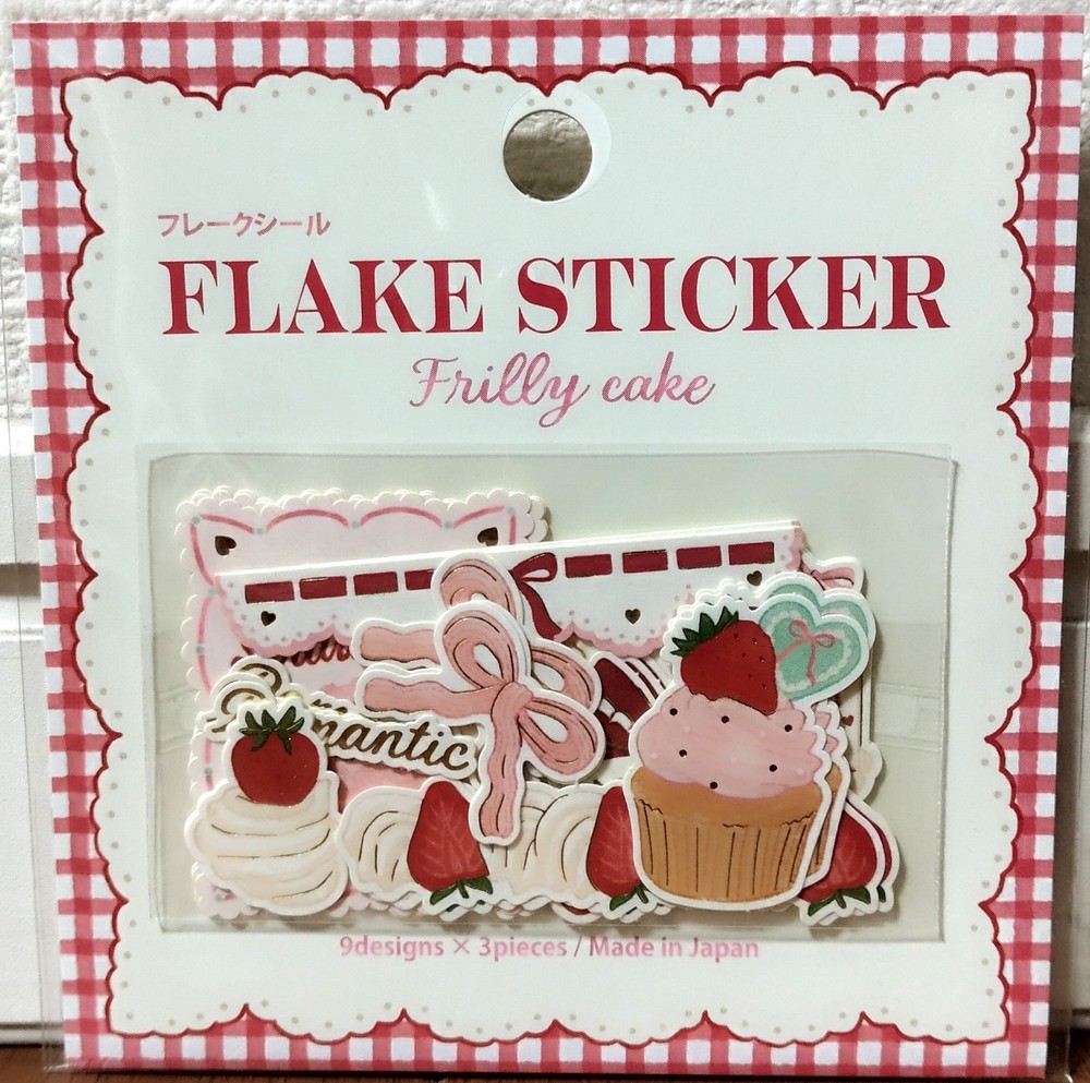 GAIA Frilly Cake Flake Sticker 27 Strawberry Sweets Valentine’s Day MADE JAPAN