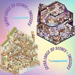 2 (3D) 8.89 x 7.48 Isometric Scene Rooms. Castle and Magic School.