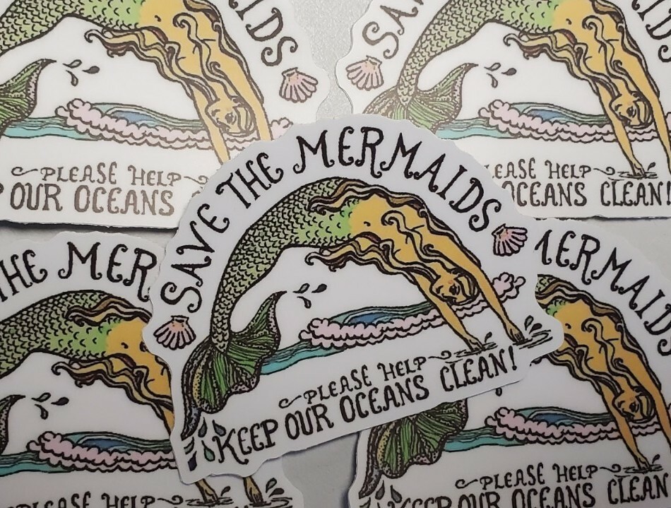 Save the Mermaid Stickers 10 PACK