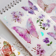 ZHIJIANHZ Flower Butterfly Sticker Book 300+ Pcs