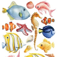 Violette Stickers – Fish in the Ocean – 1 Sticker Sheet for Stationary & More
