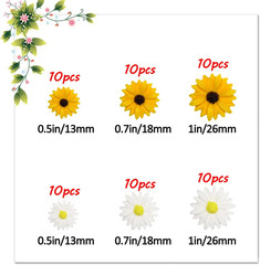 120Pcs Mini Resin Bee Daisy Flowers Decor and Ladybugs Embellishments, Including
