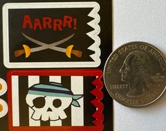 PIRATES TREASURE Stickers(30pc) •Skull & Crossbones•Gold•Swords •Map•Card Making