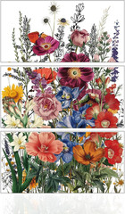 3 Sheets Vintage Garden Flower Transfer Stickers 6X12Inch Flowers and Plants Fur