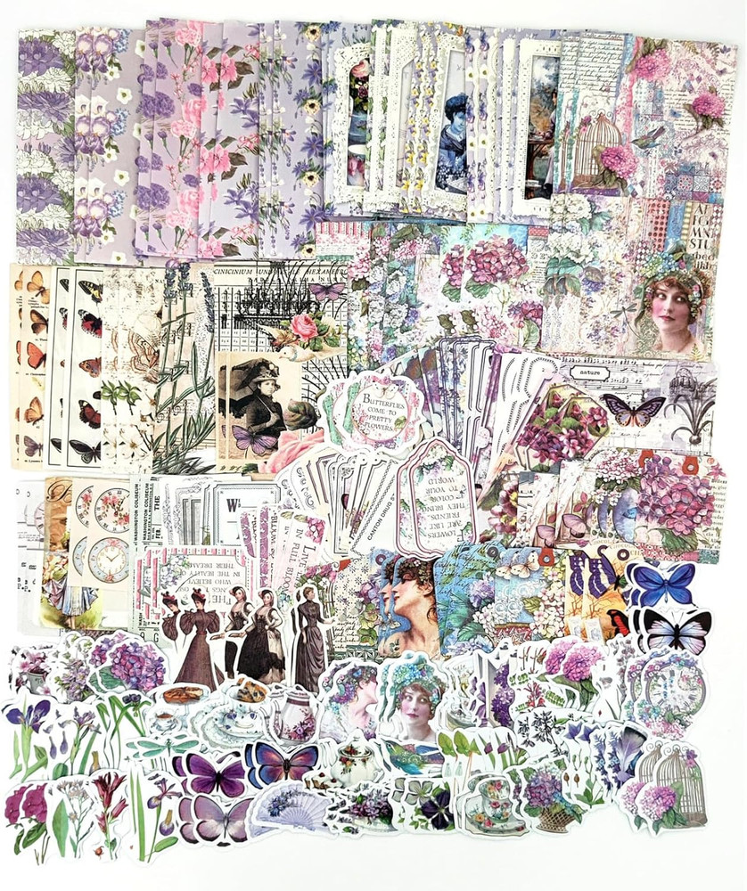 200PCS Vintage Scrapbooking Supplies Pack, Aesthetic Scrapbook Sticker Paper Art