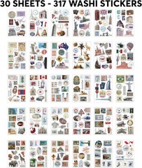 300+ Travel Stickers for Scrapbooking & 20 A5 Papers – Pre-Cut Washi Stickers…