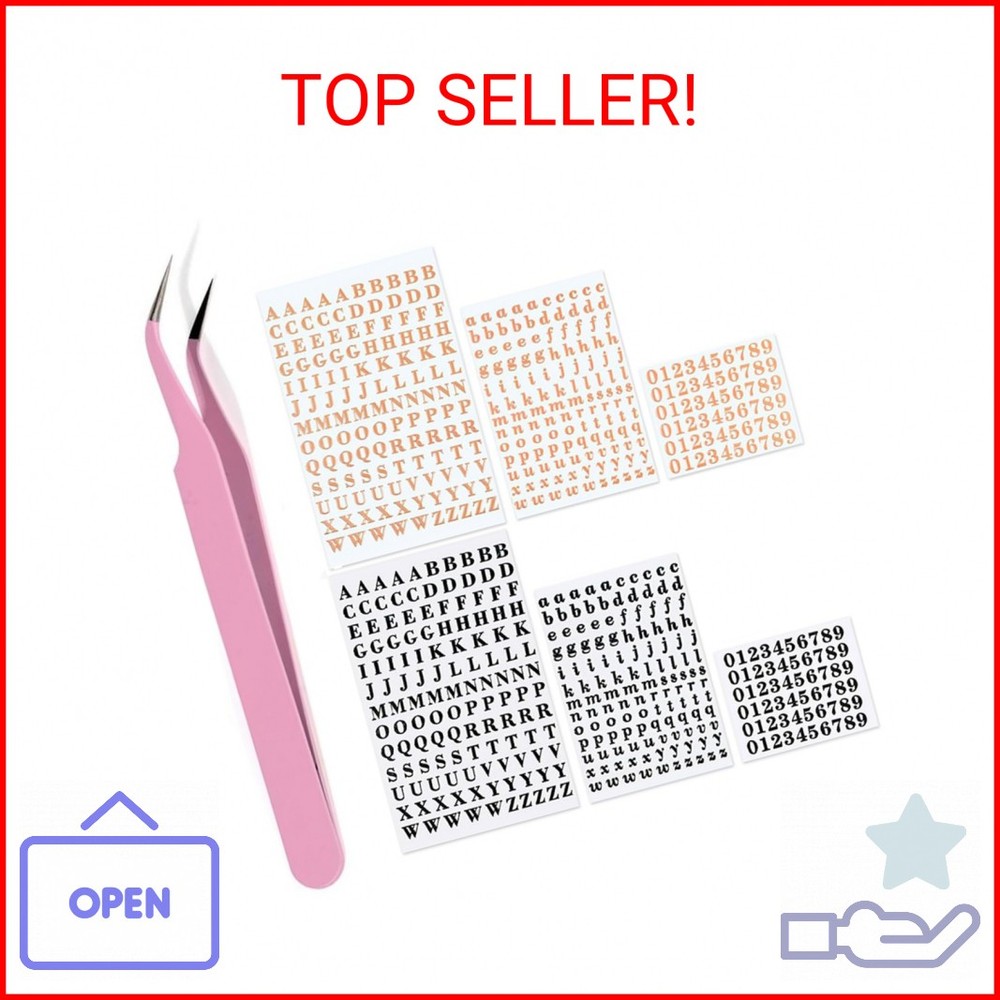 Liobelon 6 Sheets 0.11inch Tiny Letter Stickers Self Adhesive Alphabet Number St