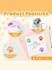 1000 Pcs Sticker Roll Dog Paw Print Design Semi Gloss Self Adhesive 2 Rolls