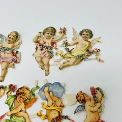 E Heller Angel Cherub Vintage Die Cut Lot of 24 Scrap Paper EAS #3062 Austria