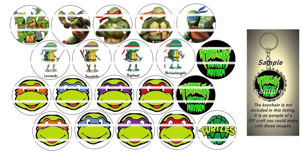 Bottle Cap Images (25mm) 1″ ~ Precut ~Turtles Inspired