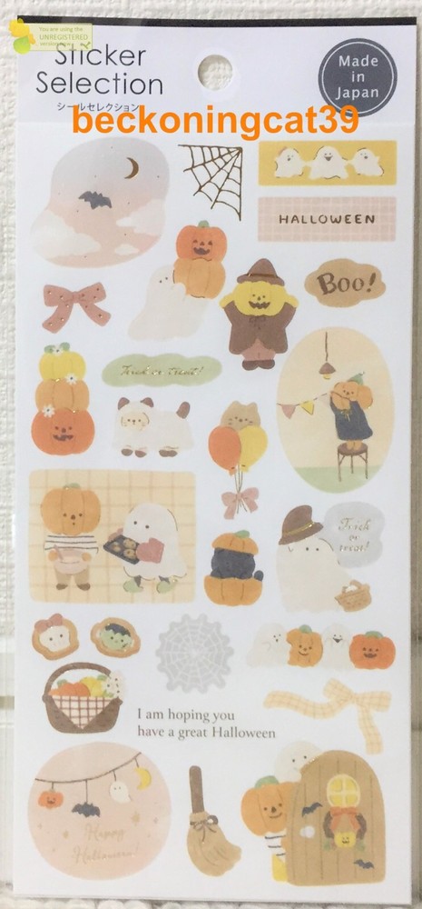 GAIA Natural Halloween Sticker Selection Pumpkin Ghost Cat Home 2023 MADE JAPAN