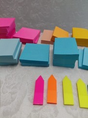 Craft lot set POST IT NOTES Rainbow Pink Green Purple marker tabs memo