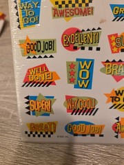 VTG AGC Motivational Stickers 8 Sheets Retro 90s Y2K Awesome Wow Good Job Super