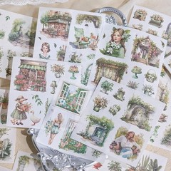 Garden Journal Stickers, 50 Sheets Washi Junk Journaling Sticker Book, Scrapbook