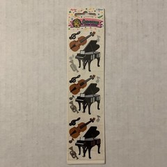 Sealed Vintage 1990 Sandylion Mylar Stickers Musical Instruments Piano Notes