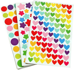 18 Sheets 1512 Pcs Colorful Heart Shape Self Adhesive Stickers, for Scrapbooking