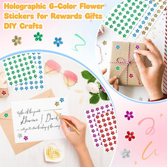 1440Pcs 6 Colors Holographic Glitter Flowers Stickers 0.6″, Sparkly Stickers …