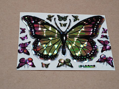 Vintage 1980s Prism Sticker Sheet Jumbo Rainbow Butterfly 0744-B Rare VTG Mylar