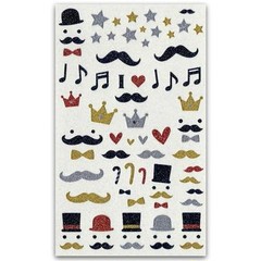 CUTE MUSTACHE GLITTER STICKERS Sheet Kid Craft Scrapbook NEW Sticker Moustache