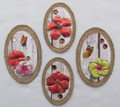 Handmade Paper Pieces 7 Scrapbooking Junk Journals Heart Embellishments Burlap