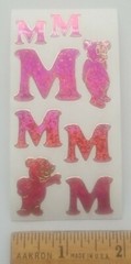 Set of 2 sheets of vintage introduct glitter stickers «M» discontinued Germany