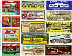 Matchbooks Scrapbook, 2 Sticker Sheets, Travel Theme Memorabilia Reproductions