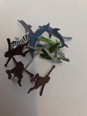 11pc Vintage Eyelet Outlet Animal Brads Dolphin Zebra Alligator Monkey Craft