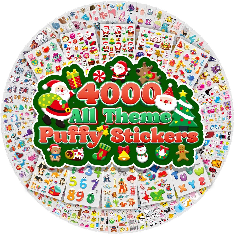 Puffy Stickers for Toddlers,3D Sticker Variety Pack, 4000+ Unique Cute Puffy …