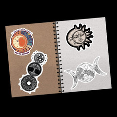 100 PCS the Sun and Moon Planet Stickers Astronomy Celestial Decals for Laptop S