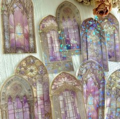 10PC XL P.E.T. Stained Glass Church Window Stickers- Scrapbook, DIY Crafts