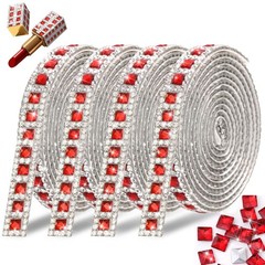 4 Rolls Rhinestone Ribbon Rolls,Red Glass Rhinestone Tape Stickers for DIY Cr…