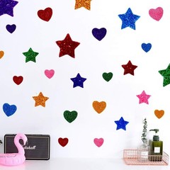 260 Pieces Colorful Glitter Foam Stickers Self Adhesive Stars Mini Heart Shap…