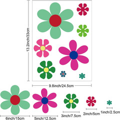 12 Sheets Daisy Stickers 96 Pcs Retro Hippie Flower Car Decals Self