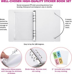 Reusable Sticker Album with 100 Sheets, Collecting Book with Pockets, A5